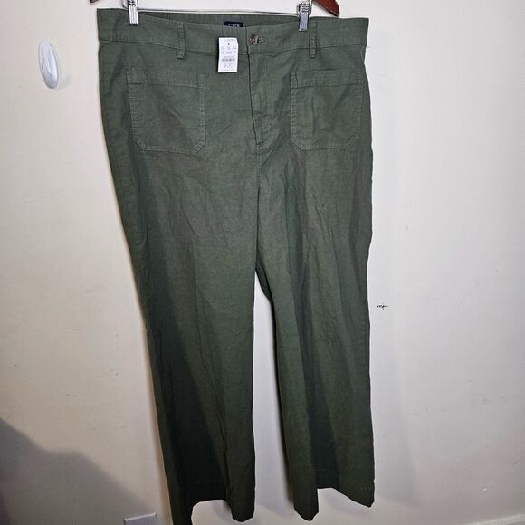 J Crew Lizzie high-rise patch-pocket wide-leg pant Army Green NWT 35 - Picture 1 of 4